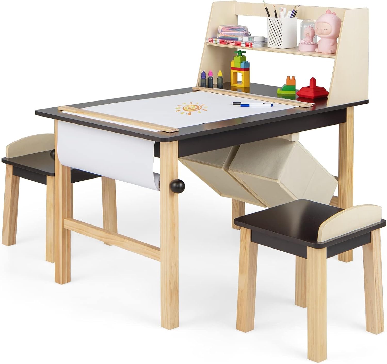 Art Craft Toddler - Kinderkunsttafel- en stoelenset, houten activiteitentafel en