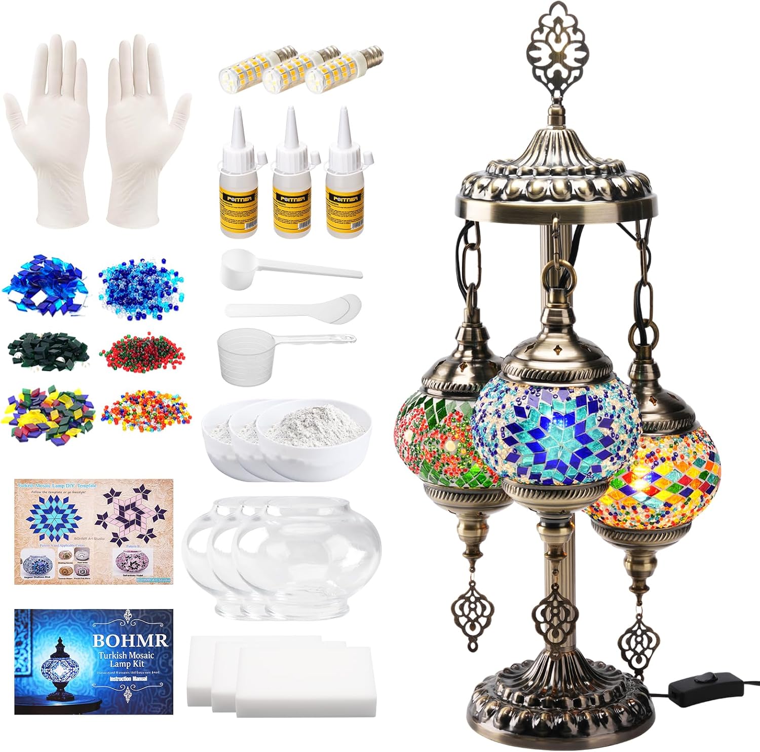 Art Craft Kit - DIY 3-delige Turkse mozaïeklampset, 23 inch