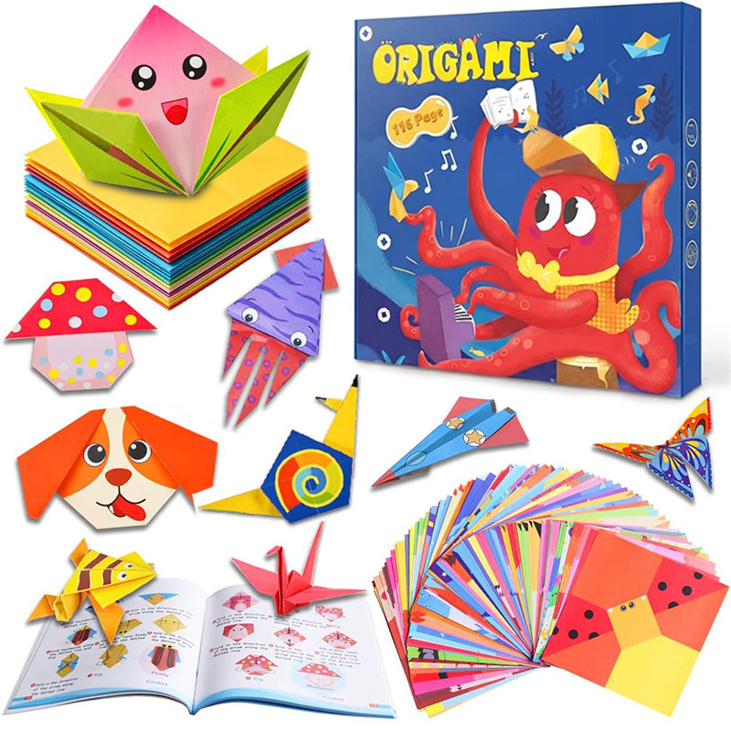 Art Craft Activities - Origami-papier knutselsets Begeleidingsboek DIY-kunstknutselspullen Kleurrijke vouwpapieren