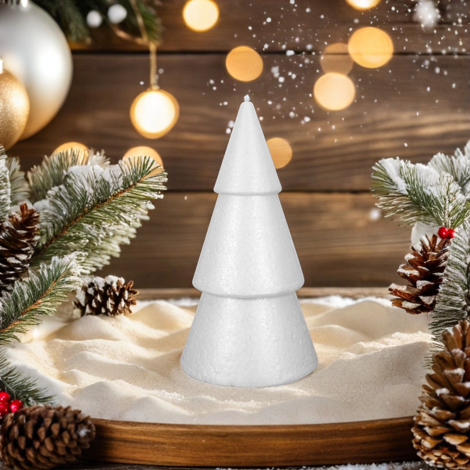 Art Craft Christmas Tree - 6 stuks kerstboom schuimkegels witte polystyreen