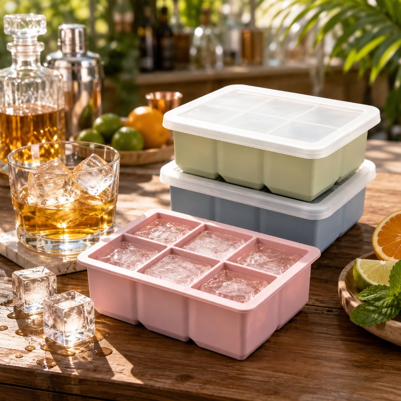 Art Craft Ice Cream - Silicone ijsblokjesvorm, 6 grote vierkante ijsblokjes,
