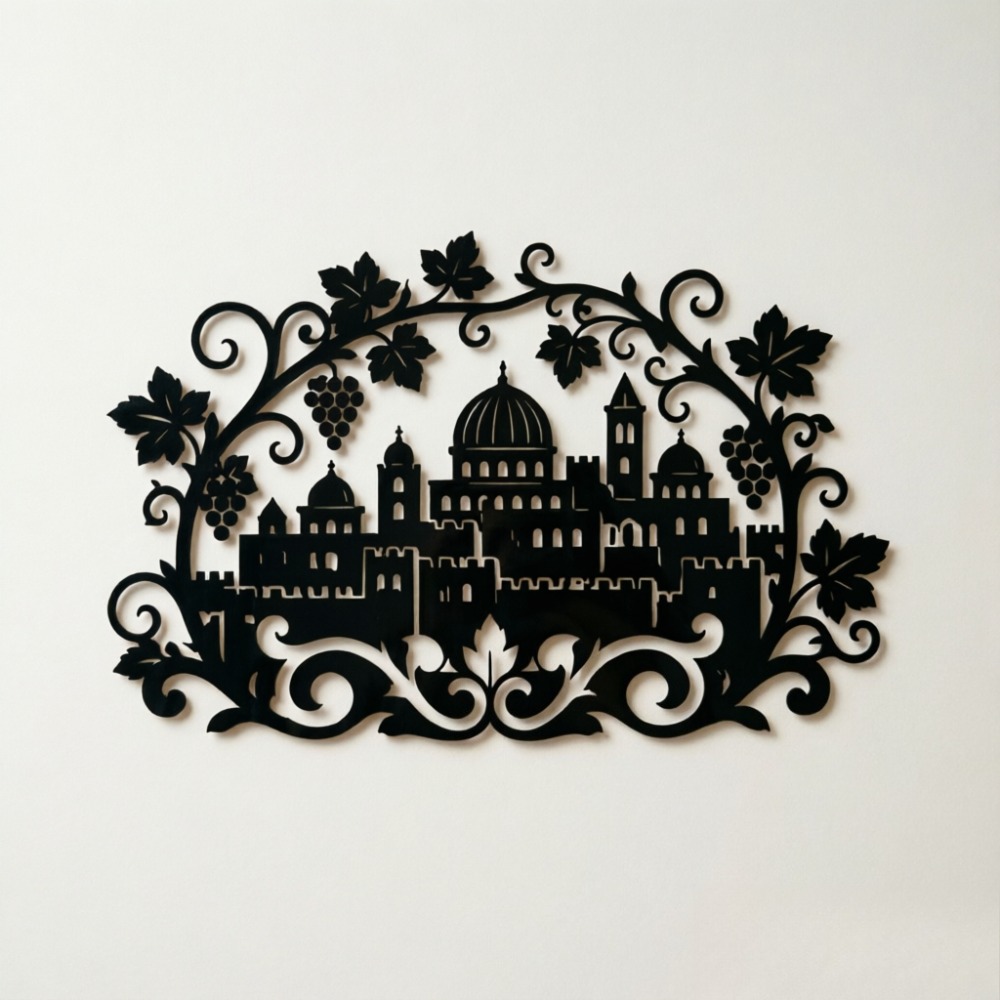 Art & Craft Paper Ideas - CIFBUY IJzeren Wanddecoratie Jeruzalem Skyline Wijngaard