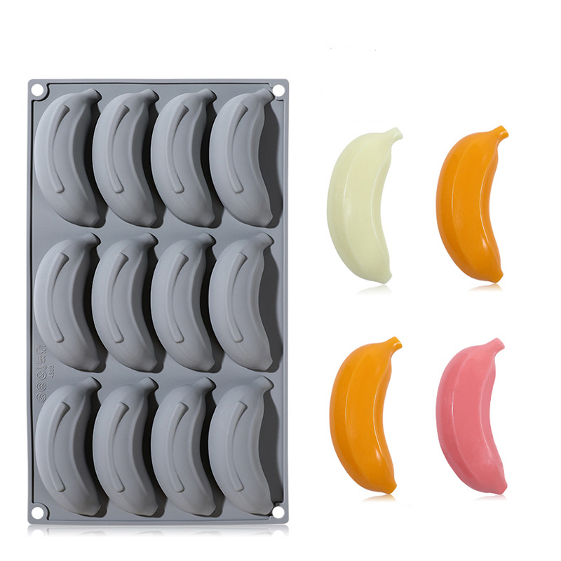 Art Craft Ice Cream - Siliconen Banaan Mousse Cakevorm 12-gaten Simulatie