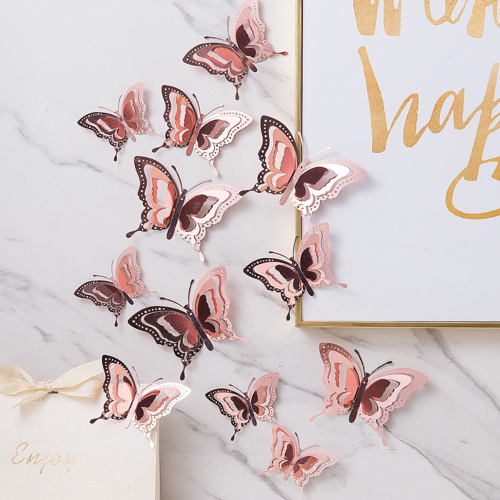 12 stuks nieuwe 3D vlinder wan - Art Craft Butterfly recensie en prijs