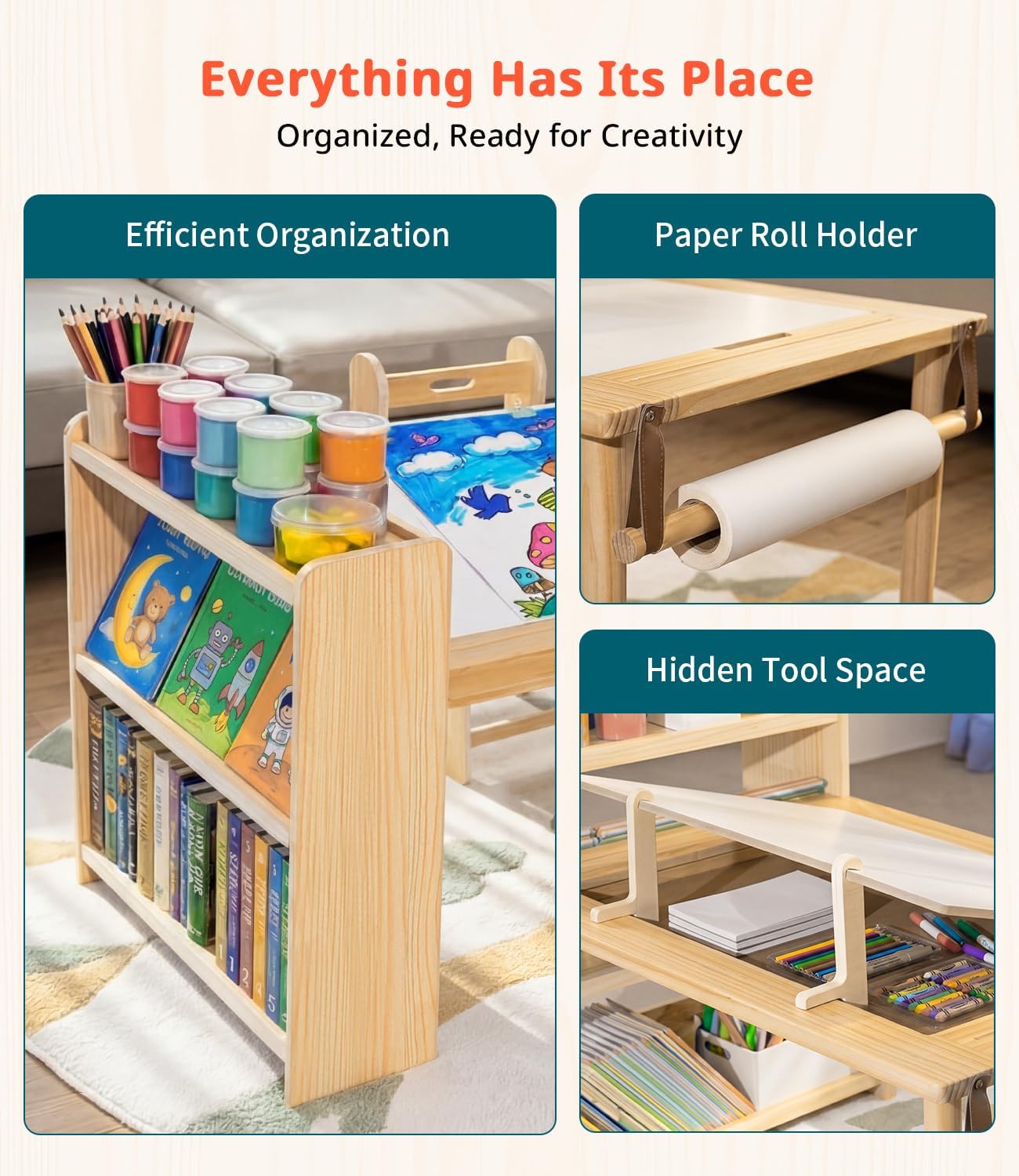 Houten kinderkunsttafel met 2  - Art Craft Toddler recensie en prijs
