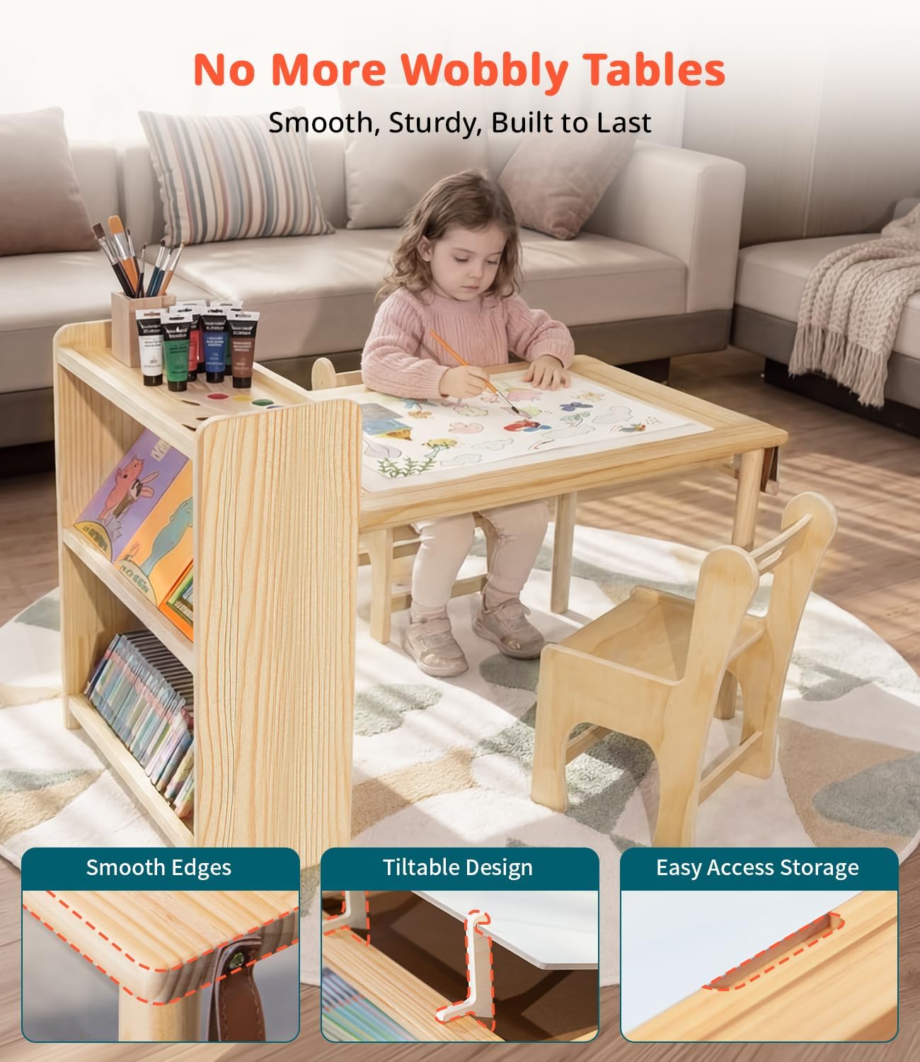 Houten kinderkunsttafel met 2  - Art Craft Toddler recensie en prijs