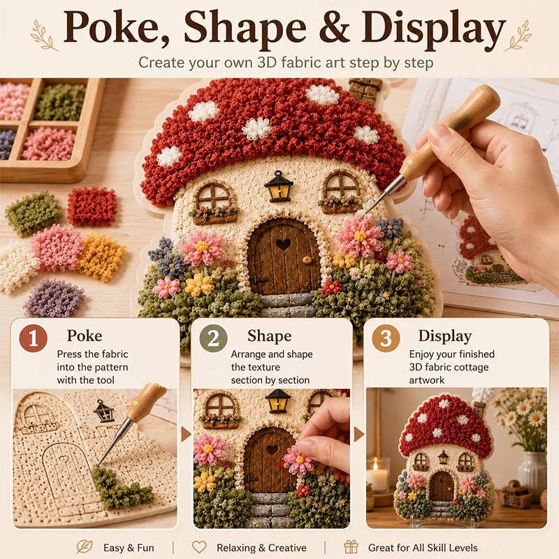 3D Mushroom House Poke Art DIY - Art Craft Kit recensie en prijs